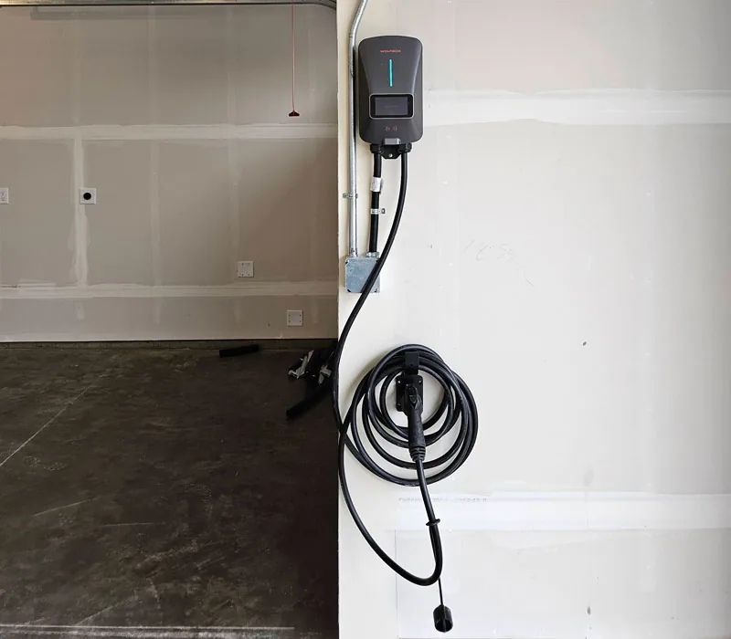 Wallbox EV charger installation in a residential garage