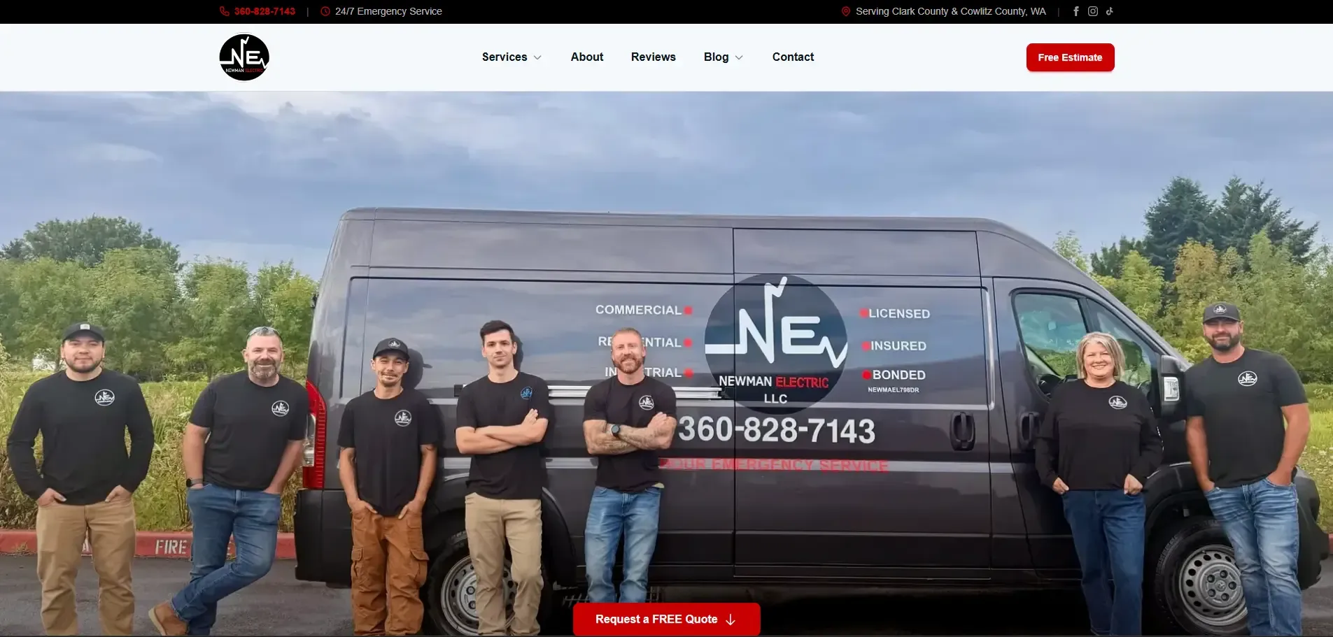 Newman Electric website by Savo Group: hand-coded electrician site ranking 295 keywords