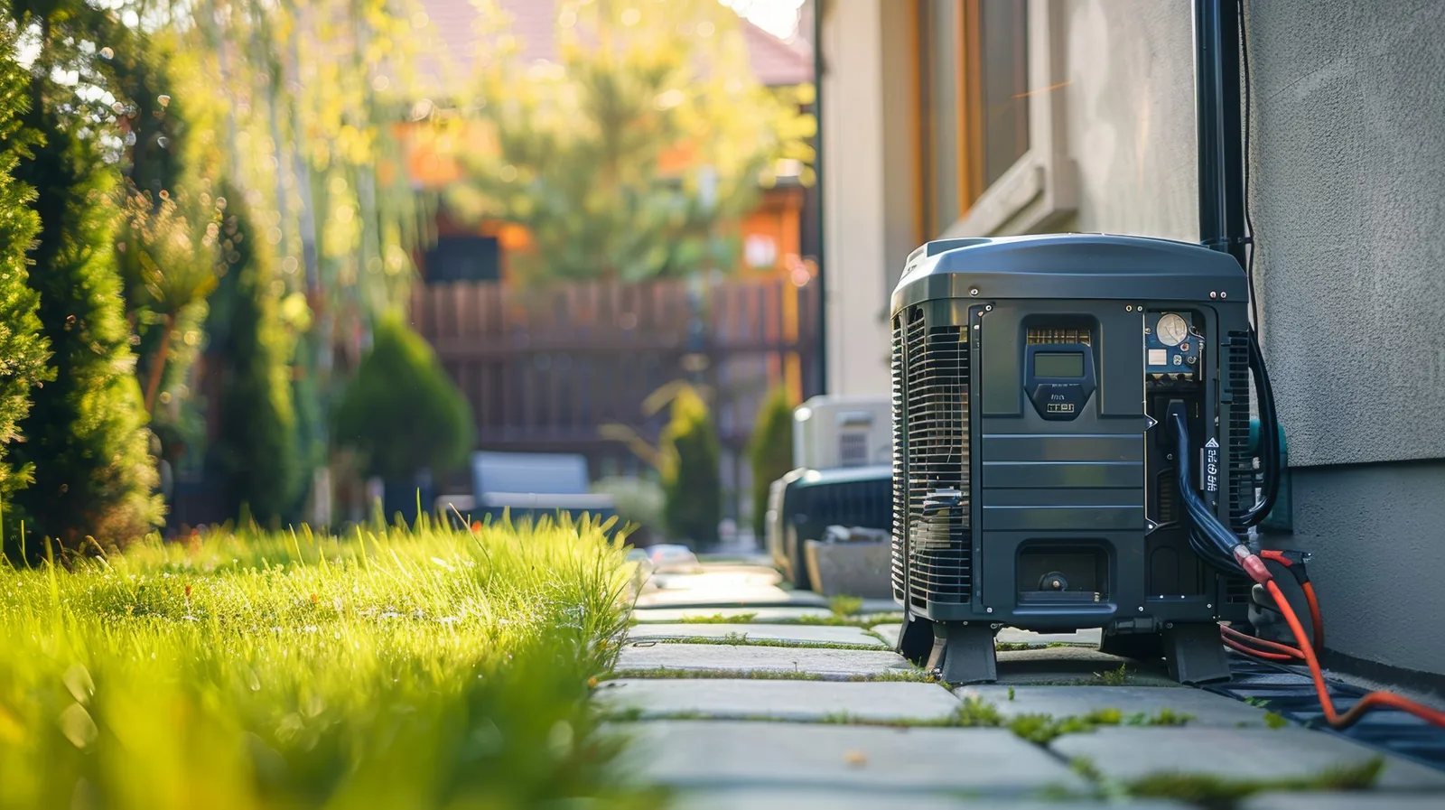 Whole-home backup generator installed outside a residence